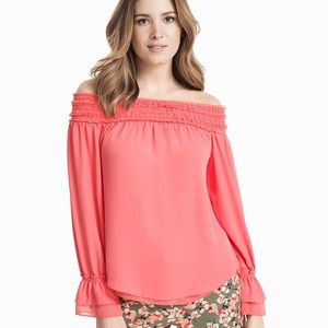WHBM NWT Off The Shoulder Orange Gelato Blouse S